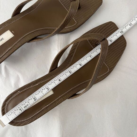 Toteme Lizard Embossed Kitten Heel Flip Flop 39 Olive - Picture 11 of 14